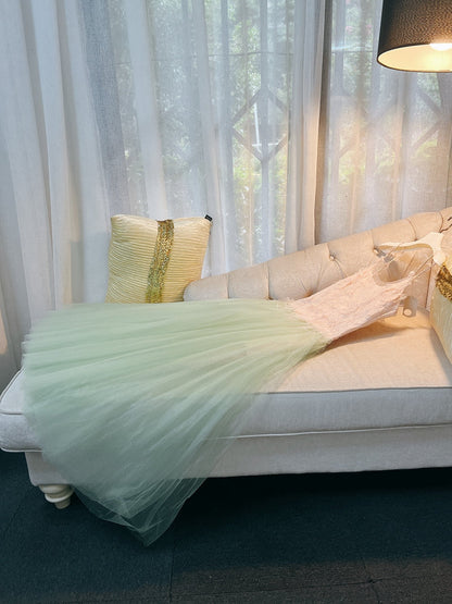 Elegant A line Spaghetti Straps Mint Green Prom Dresses Formal Summer Wedding Guest Dresses Wedding Guest Outfit DP2292