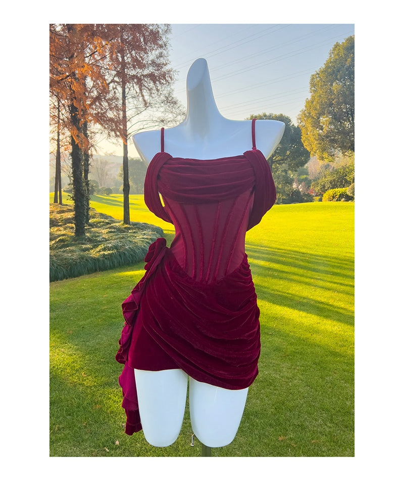 Sexy Sheath Spaghetti Straps Burgundy Short Homecoming Dresses Summer Hoco Dresses Cocktail Dress Birthday Outfits DP2294