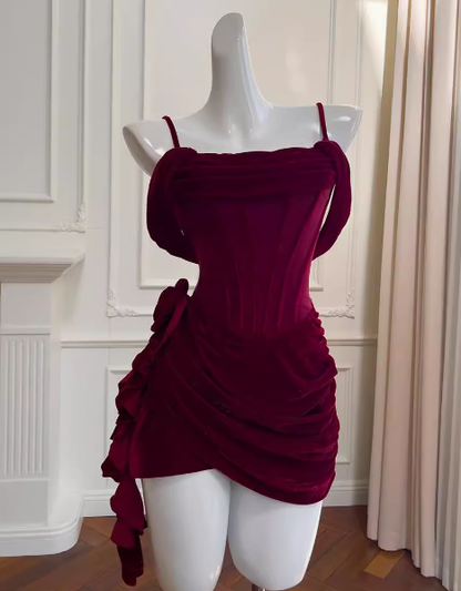 Sexy Sheath Spaghetti Straps Burgundy Short Homecoming Dresses Summer Hoco Dresses Cocktail Dress Birthday Outfits DP2294