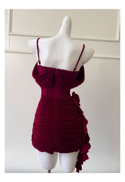 Sexy Sheath Spaghetti Straps Burgundy Short Homecoming Dresses Summer Hoco Dresses Cocktail Dress Birthday Outfits DP2294