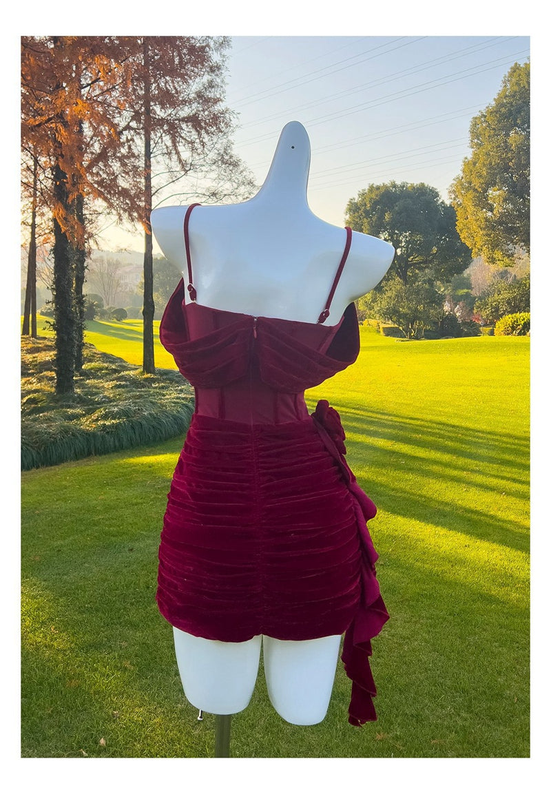 Sexy Sheath Spaghetti Straps Burgundy Short Homecoming Dresses Summer Hoco Dresses Cocktail Dress Birthday Outfits DP2294