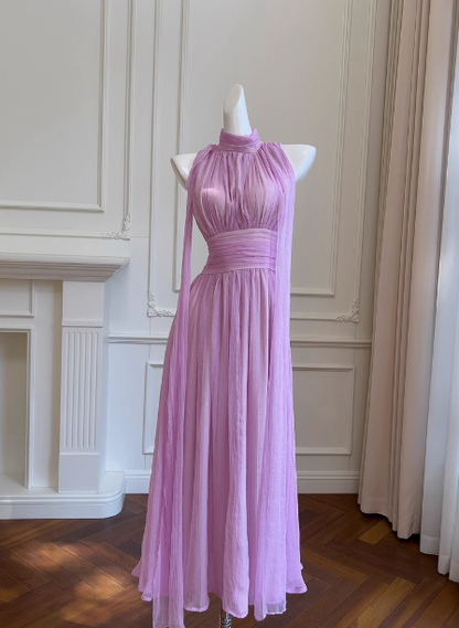 Elegant A line High Neck Chiffon Prom Dresses Formal Summer Wedding Guest Dresses Wedding Guest Outfit DP2303