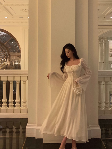 Sexy A Line White Square Chiffon 21st Birthday Dress Party Gown Birthday Outfits Birthday Dress Ideas For Women DP2307