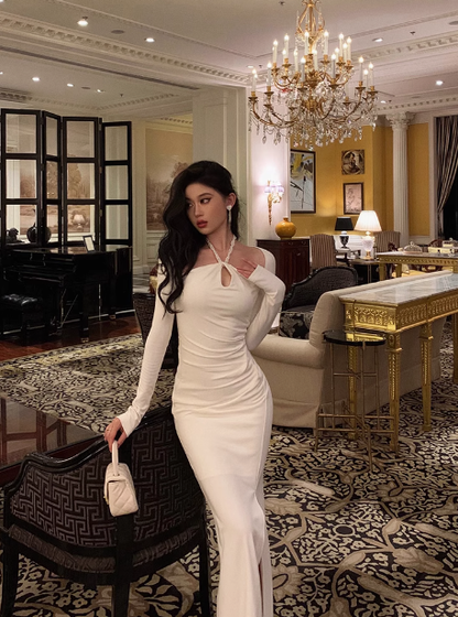 Sexy Mermaid White Long Sleeves 21st Birthday Dress Party Gown Birthday Outfits Birthday Dress Ideas For Women DP2312