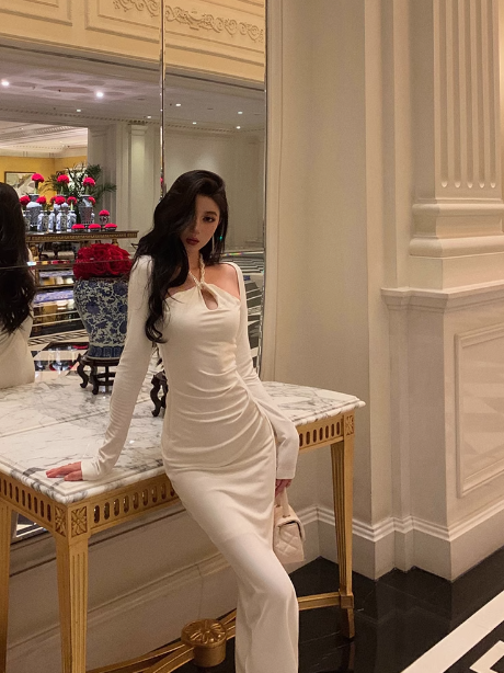 Sexy Mermaid White Long Sleeves 21st Birthday Dress Party Gown Birthday Outfits Birthday Dress Ideas For Women DP2312