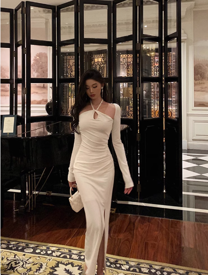 Sexy Mermaid White Long Sleeves 21st Birthday Dress Party Gown Birthday Outfits Birthday Dress Ideas For Women DP2312