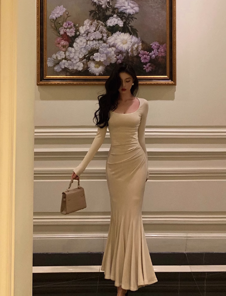 Sexy Mermaid Long Sleeves 21st Birthday Dress Party Gown Birthday Outfits Birthday Dress Ideas For Women DP2313