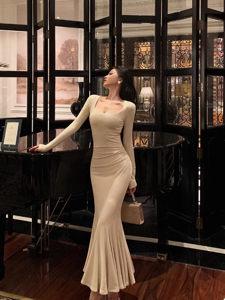 Sexy Mermaid Long Sleeves 21st Birthday Dress Party Gown Birthday Outfits Birthday Dress Ideas For Women DP2313