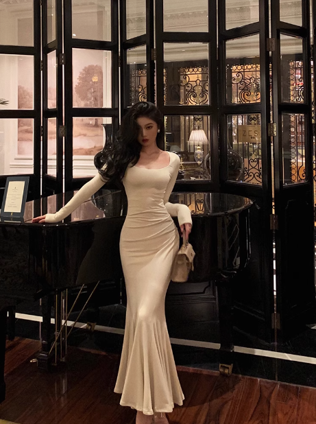 Sexy Mermaid Long Sleeves 21st Birthday Dress Party Gown Birthday Outfits Birthday Dress Ideas For Women DP2313