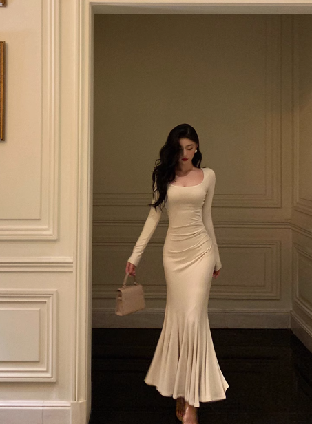 Sexy Mermaid Long Sleeves 21st Birthday Dress Party Gown Birthday Outfits Birthday Dress Ideas For Women DP2313