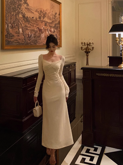 Sexy Mermaid Square Neck Long Sleeves 21st Birthday Dress Party Gown Birthday Outfits Birthday Dress Ideas For Women DP2314