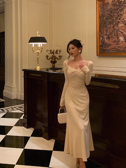 Sexy Mermaid Square Neck Long Sleeves 21st Birthday Dress Party Gown Birthday Outfits Birthday Dress Ideas For Women DP2314