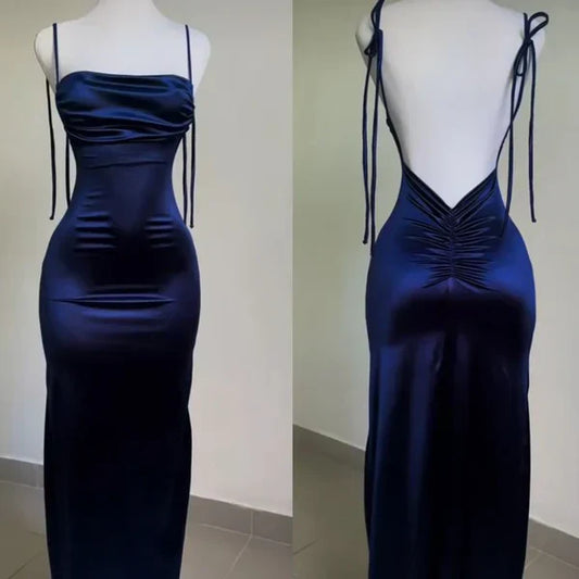 Sexy Straps Backless Prom Dress Length-Floor Evening Dress Birthday Outfits Classy Party Dress Formal Dress DP247