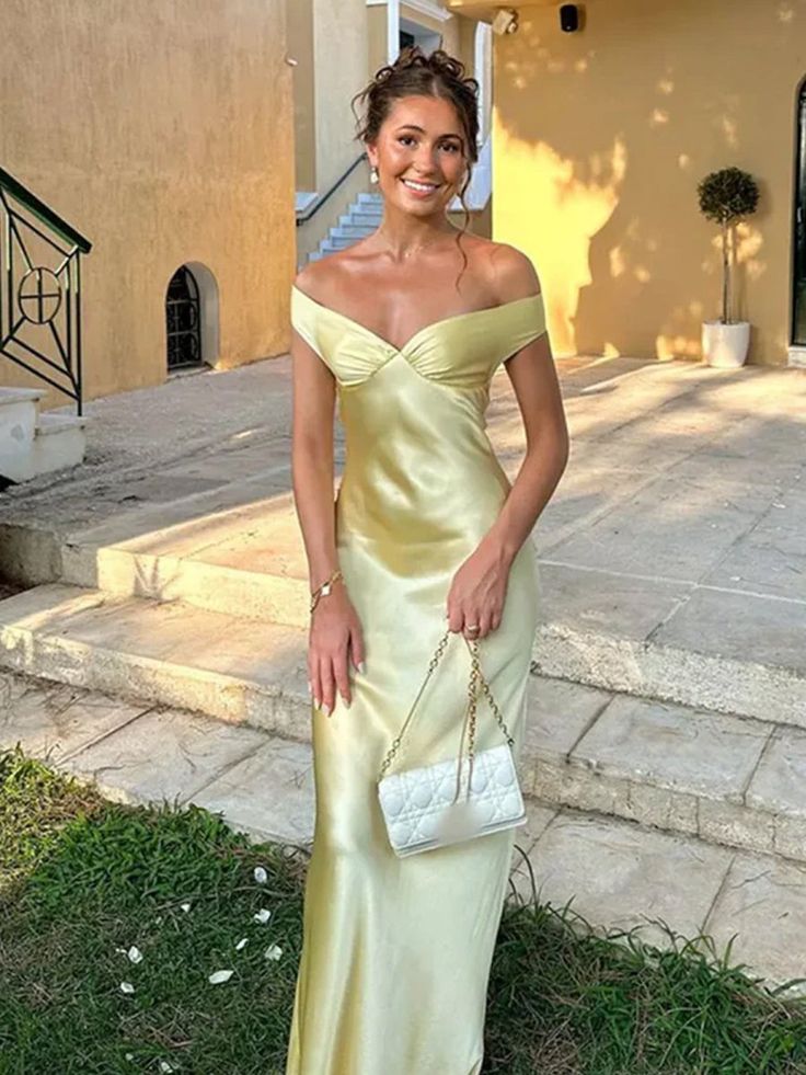 Sexy Off The Shoulder Sheath Satin Long Prom Dress Backless Evening Dresses DP310
