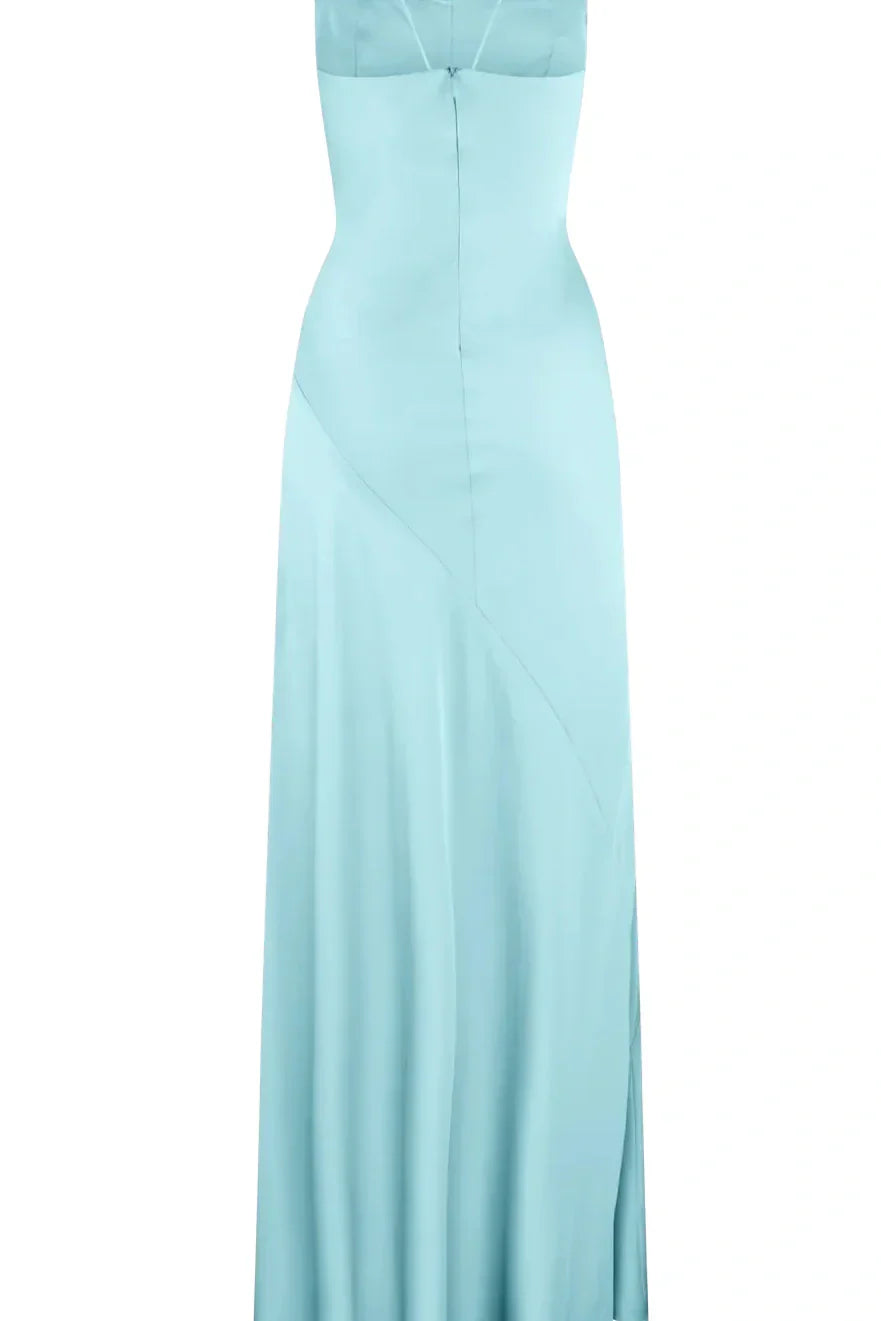 Simple Sheath Spaghetti Straps Prom Dresses Pink Long Party Dress with Split Front DP311