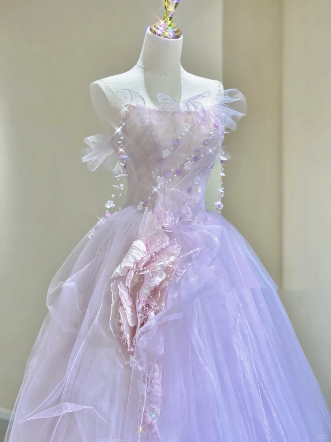 Pretty Ball Gown Strapless Sleeveless Long Pink Tulle Prom Dresses Evening Dresses DP314