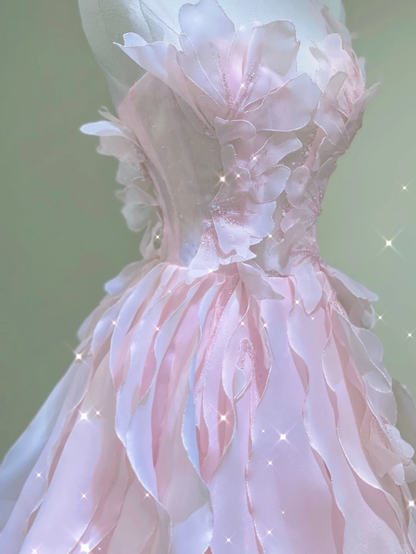 Pretty Ball Gown Strapless Long Prom Dresses Pink Graduation Dress High School Classy Evening Dresses DP382