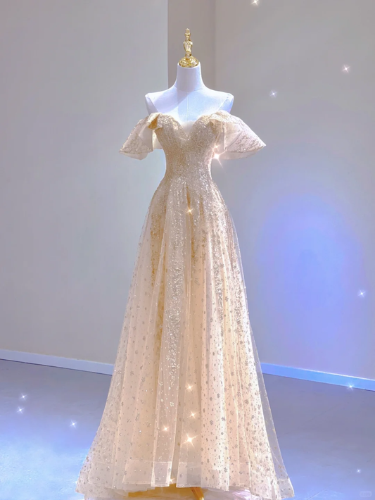 Pretty Ball Gown Off The Shoulder Short Sleeves Prom Dresses Graduation Dress High School Classy Evening Dresses DP392