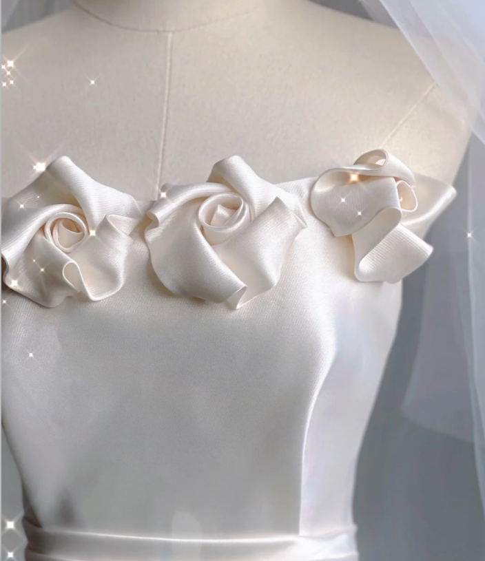 Unique A line Strapless Long White Wedding Dresses Summer Brides Dress DP408