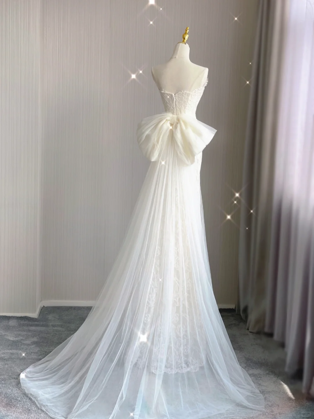 Dreamy Mermaid Strapless Long Lace Wedding Dresses Summer Brides Dress DP420