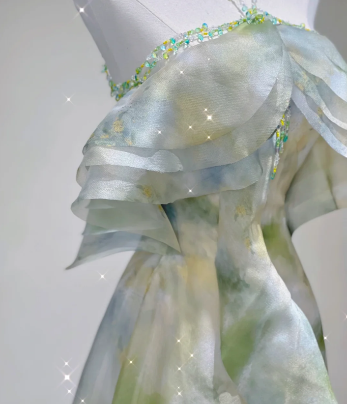 Classy A Line Halter Sleeveless Chiffon High School Evening Dress Long Green Prom Dresses DP427