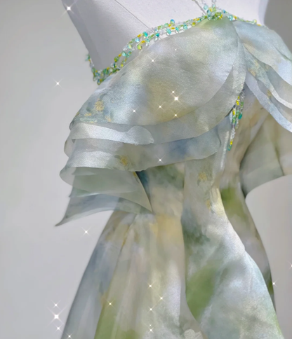 Classy A Line Halter Sleeveless Chiffon High School Evening Dress Long Green Prom Dresses DP427