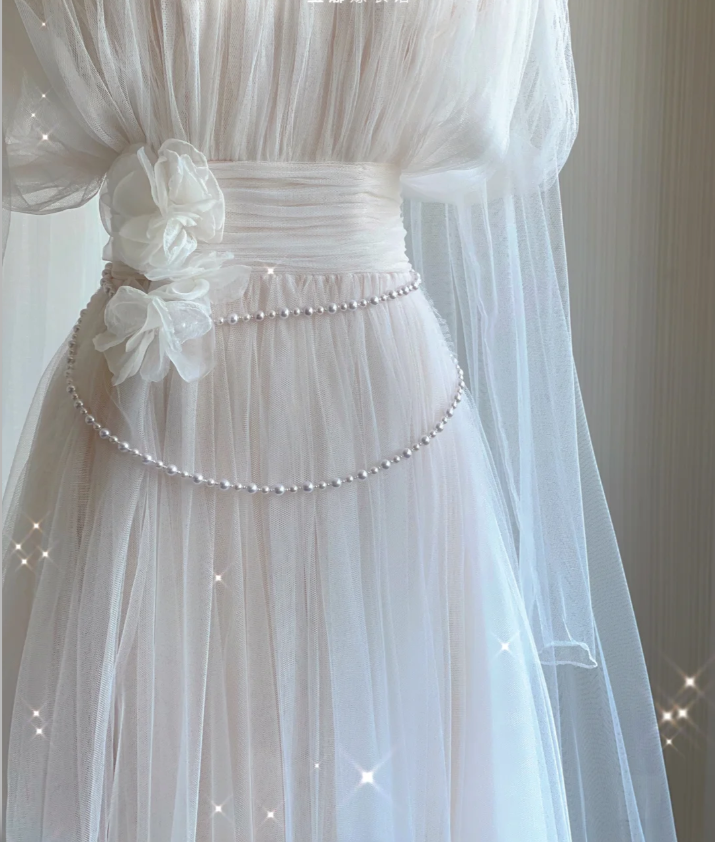 Unique A Line High Neckline Tulle Long Wedding Dresses White Brides Dress DP443