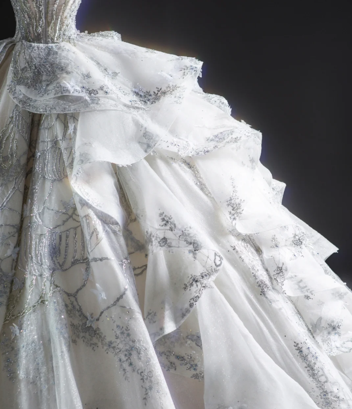 Timeless Ball Gown Strapless Sequin White Long Wedding Dresses Brides Dress DP460