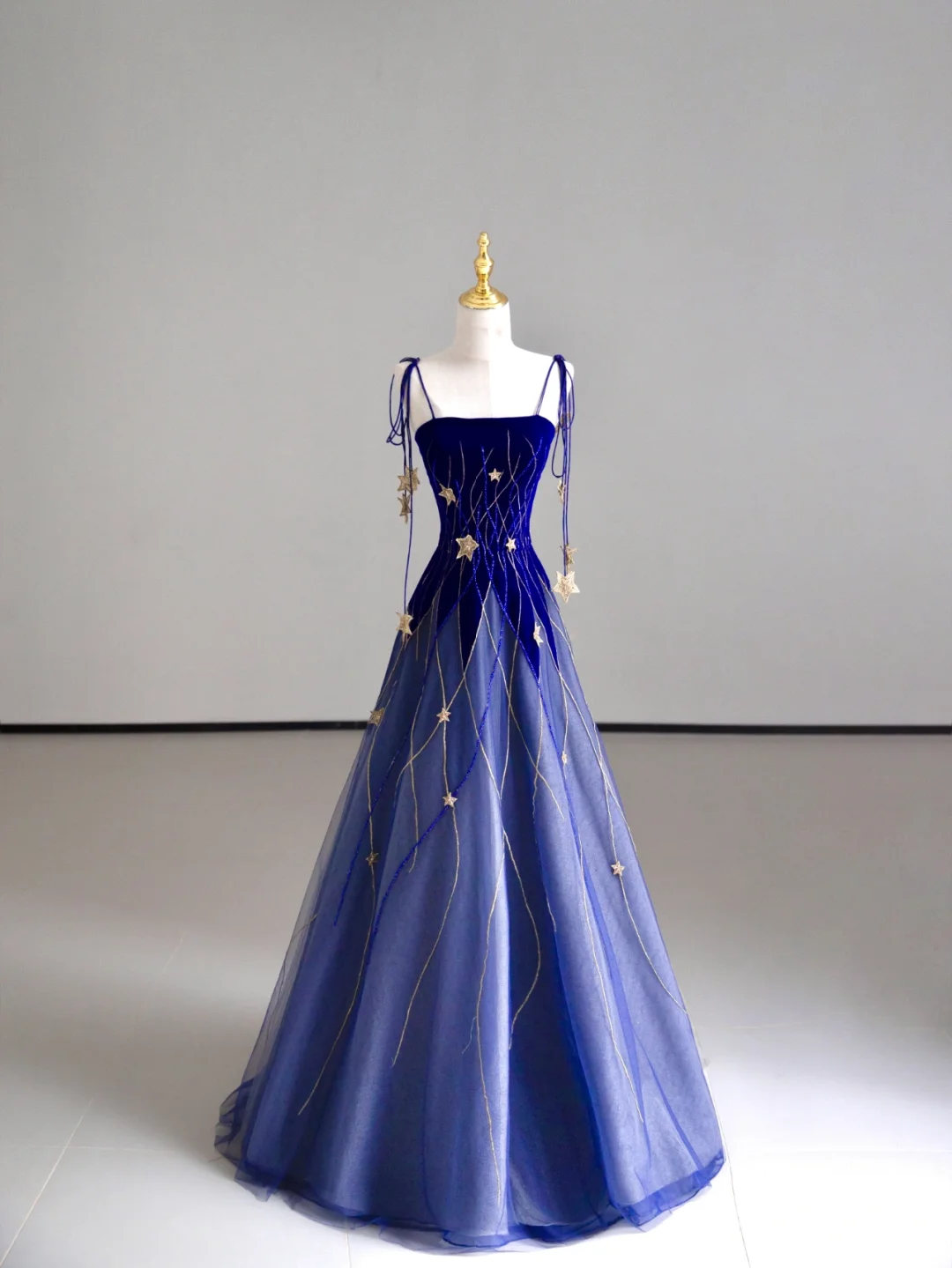 Classy Ball Gown Straps Blue Tulle Prom Dresses Birthday Dresses Dance Party Dress Graduation Prom Dresses DP506