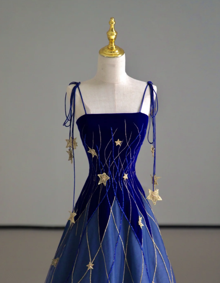 Classy Ball Gown Straps Blue Tulle Prom Dresses Birthday Dresses Dance Party Dress Graduation Prom Dresses DP506