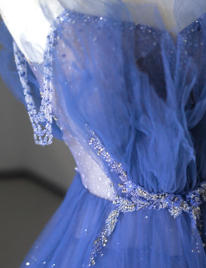 Classy Ball Gown Spaghetti Straps Royal Blue Tulle Prom Dresses Birthday Dresses Dance Party Dress Graduation Prom Dresses DP510