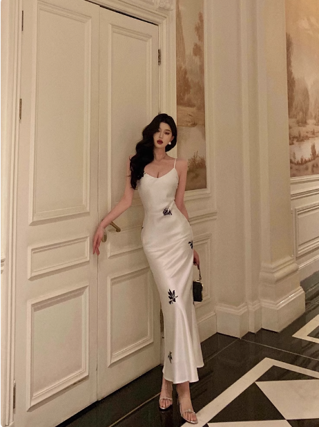 Cute Mermaid Spaghetti Straps Sleeveless White 18th Birthday Dress Party Gown Birthday Outfits For Women DP0539