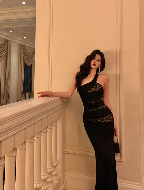Elegant Sheath One Shoulder Black Sleeveless 18th Birthday Dress Party Gown Birthday Outfits Birthday Dress Ideas For Women DP540