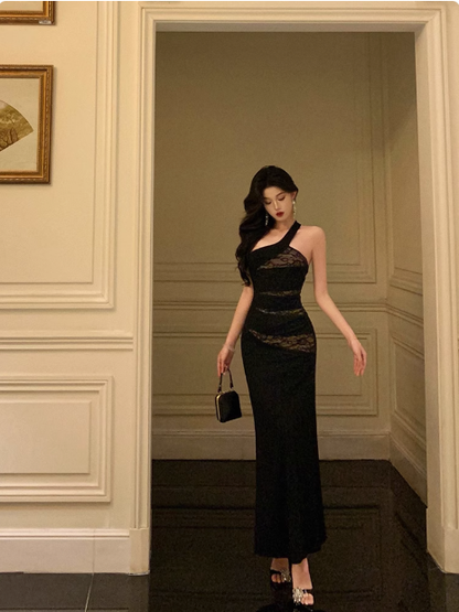 Elegant Sheath One Shoulder Black Sleeveless 18th Birthday Dress Party Gown Birthday Outfits Birthday Dress Ideas For Women DP540