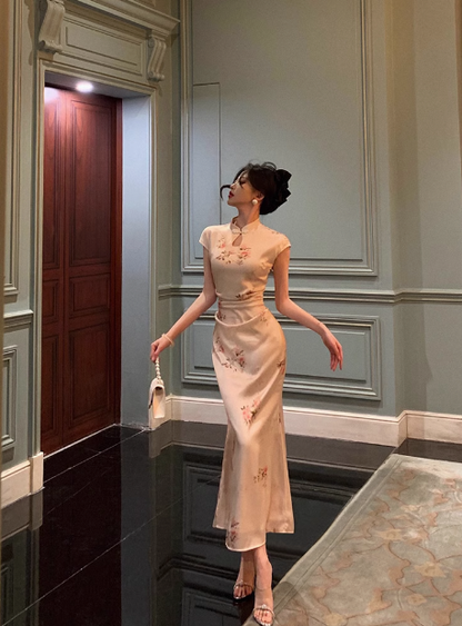 Cute Mermaid Cap Floral Satin Sleeveless 18th Birthday Dress Party Gown Birthday Outfits For Women DP546