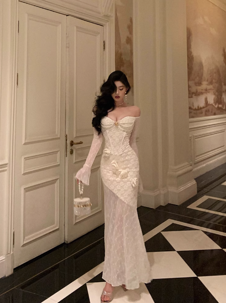 Classy Mermaid White Lace Off The Shoulder 18th Birthday Dress Party Gown 18th Birthday Outfits Birthday Dress Ideas For Women DP573