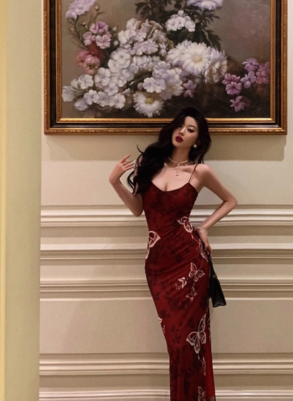 Classy Mermaid Spaghetti Straps Burgundy 18th Birthday Dress Party Gown 18th Birthday Outfits Birthday Dress Ideas For Women DP575