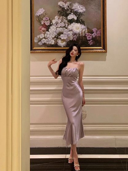 Elegant Mermaid Spaghetti Straps Lilac 18th Birthday Dress Party Gown Birthday Outfits Birthday Dress Ideas For Women DP578