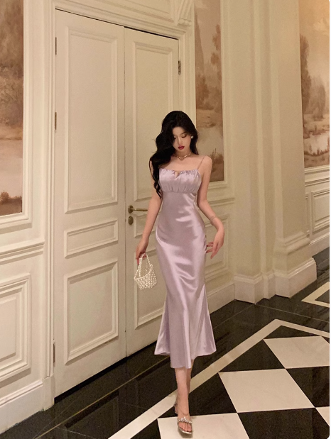 Elegant Mermaid Spaghetti Straps Lilac 18th Birthday Dress Party Gown Birthday Outfits Birthday Dress Ideas For Women DP578