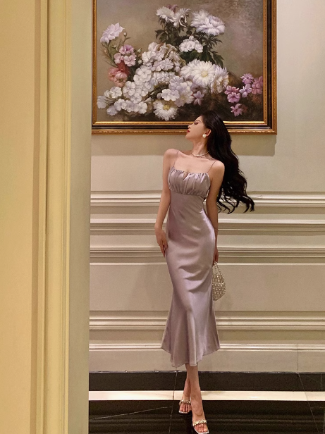 Elegant Mermaid Spaghetti Straps Lilac 18th Birthday Dress Party Gown Birthday Outfits Birthday Dress Ideas For Women DP578