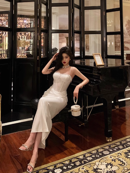 Classy Mermaid Spaghetti Straps White 18th Birthday Dress Party Gown 18th Birthday Outfits Birthday Dress Ideas For Women DP579