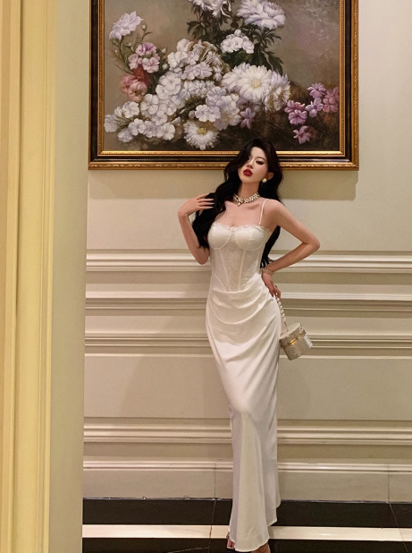 Classy Mermaid Spaghetti Straps White 18th Birthday Dress Party Gown 18th Birthday Outfits Birthday Dress Ideas For Women DP579