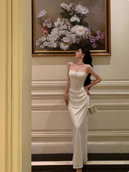 Classy Mermaid Spaghetti Straps White 18th Birthday Dress Party Gown 18th Birthday Outfits Birthday Dress Ideas For Women DP579