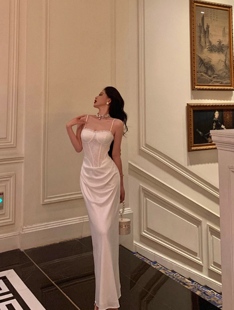 Classy Mermaid Spaghetti Straps White 18th Birthday Dress Party Gown 18th Birthday Outfits Birthday Dress Ideas For Women DP579