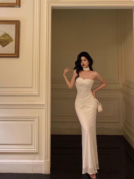 Cute Mermaid Sweetheart White Sleeveless 18th Birthday Dress Party Gown Birthday Outfits For Women DP581