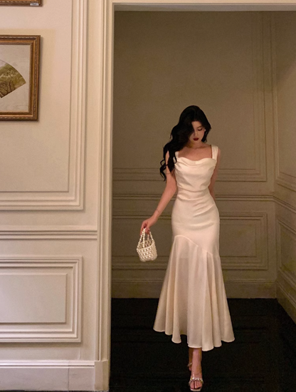 Classy Mermaid Square Neckline White 18th Birthday Dress Party Gown 18th Birthday Outfits Birthday Dress Ideas For Women DP582