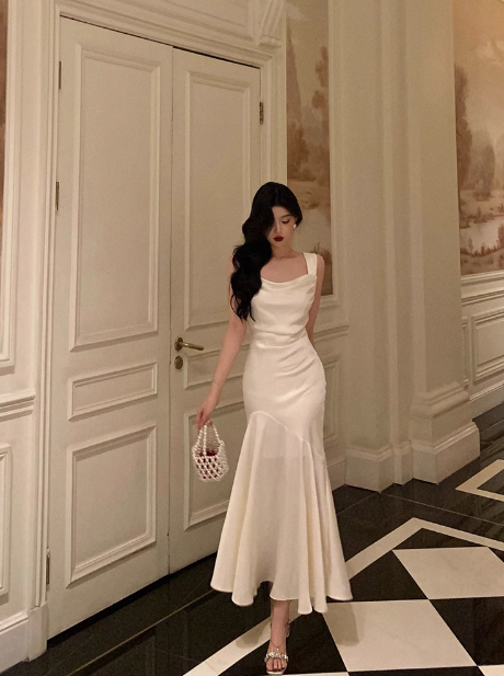 Classy Mermaid Square Neckline White 18th Birthday Dress Party Gown 18th Birthday Outfits Birthday Dress Ideas For Women DP582