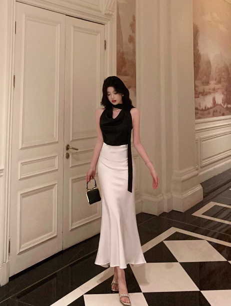 Classy Mermaid 2 Pieces Black White 18th Birthday Dress Party Gown 21st Birthday Outfits Birthday Dress Ideas For Women DP585