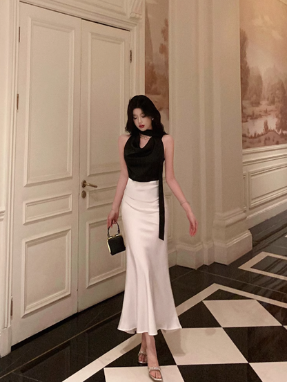 Classy Mermaid 2 Pieces Black White 18th Birthday Dress Party Gown 21st Birthday Outfits Birthday Dress Ideas For Women DP585