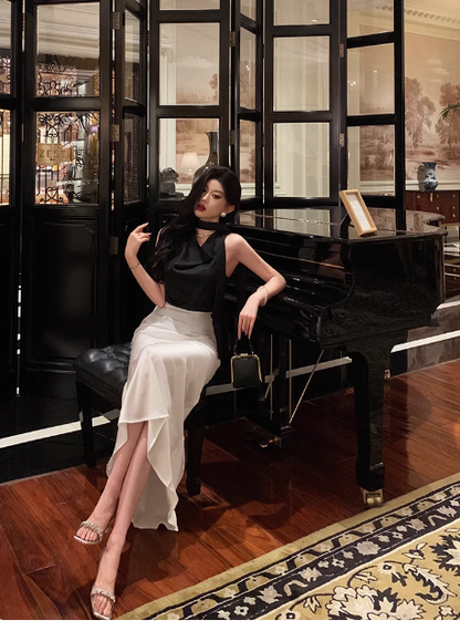 Classy Mermaid 2 Pieces Black White 18th Birthday Dress Party Gown 21st Birthday Outfits Birthday Dress Ideas For Women DP585